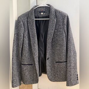 Tommy Hilfiger Gray Knit Blazer with Signature Trim